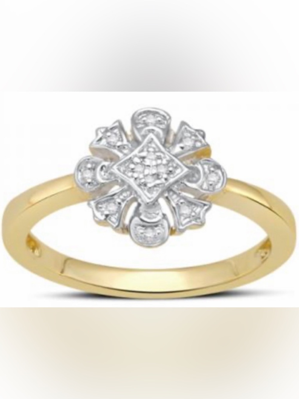 Womens 14K 2-Tone Gold
Over Sterling Silver
Diamonds Size 8
Designer Ring